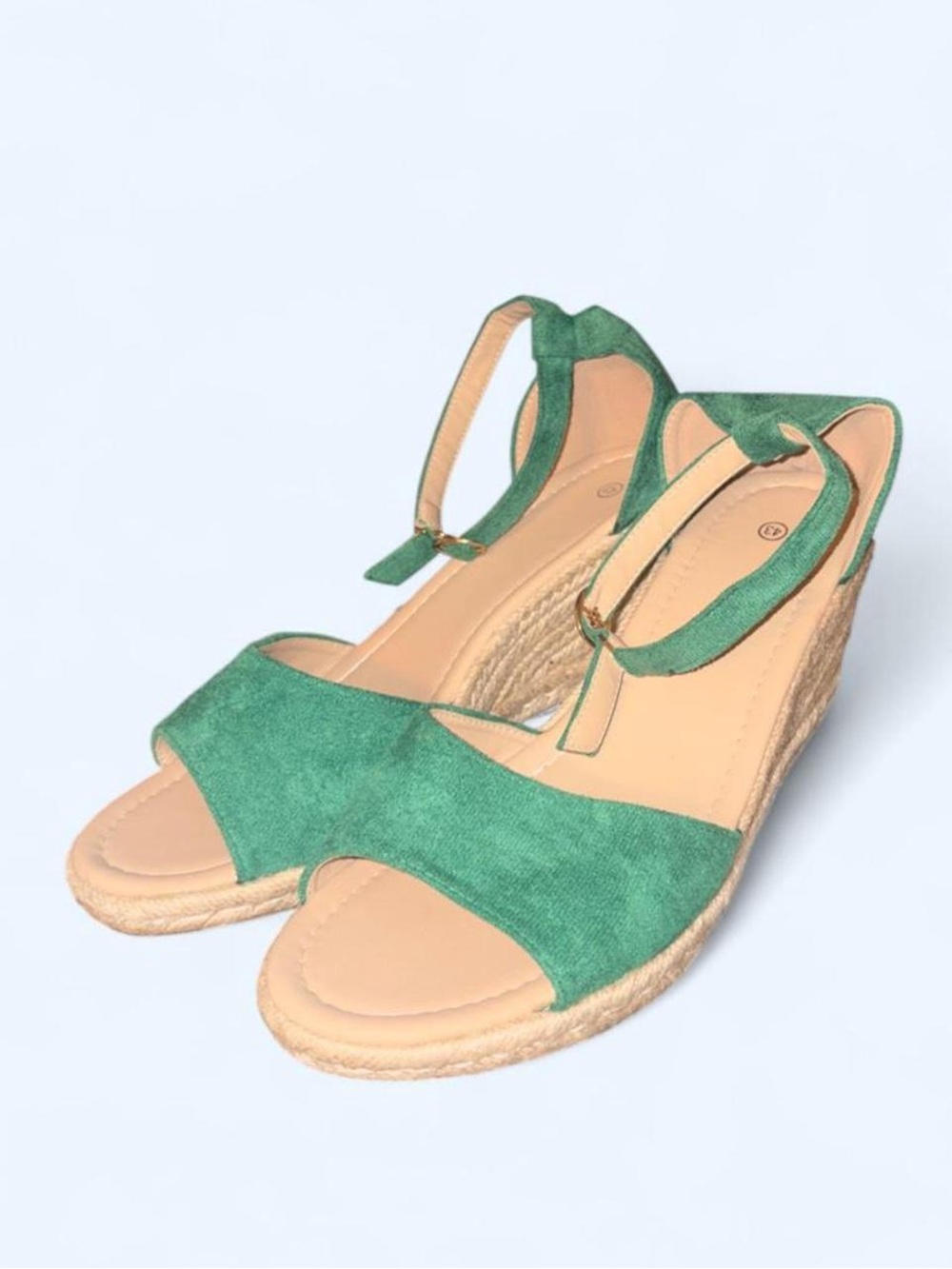 Green Suede Wedge Sandals Women's Size 10